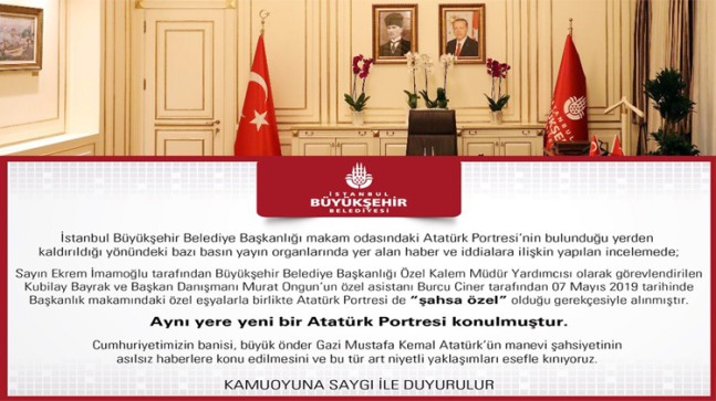 İBB’den Atatürk posteri açıklaması!