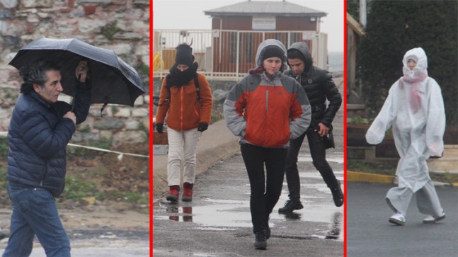 İstanbul’da şiddetli rüzgar vatandaşlara zor anlar yaşatıyor