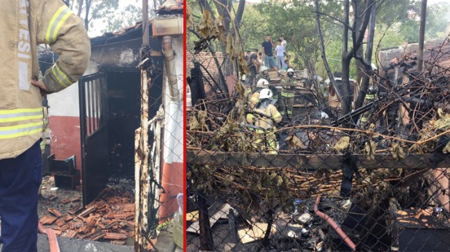 Ümraniye’de gecekonduda yangın çıktı