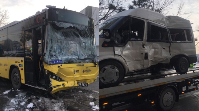 İETT otobüsü ile minibüs çarpıştı