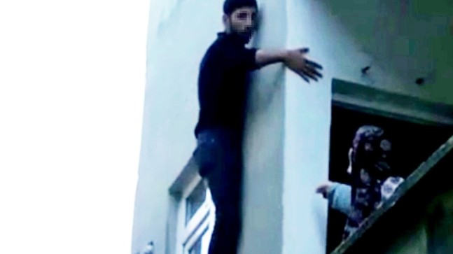 Hırsız, binanın dış cephesinde önce mahsur kaldı, sonra…