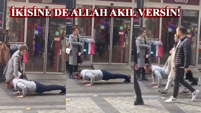 Sokağın ortasında şınav!