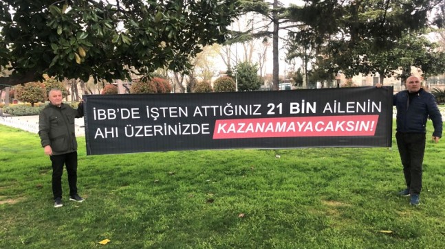 İBB tarafından tazminatları ödenmeden işten çıkarılan işçiler eylem yaptı