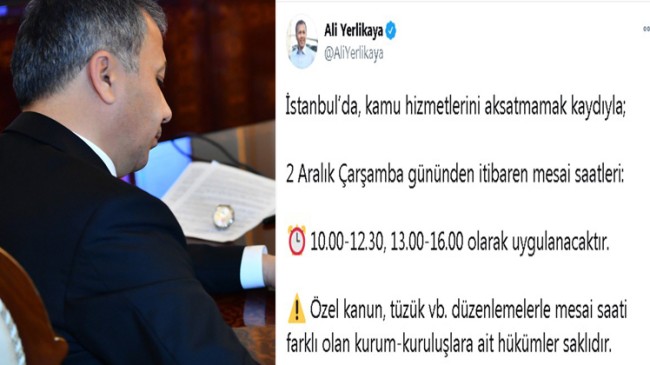 İstanbul’da mesai saatlerinde değişiklik