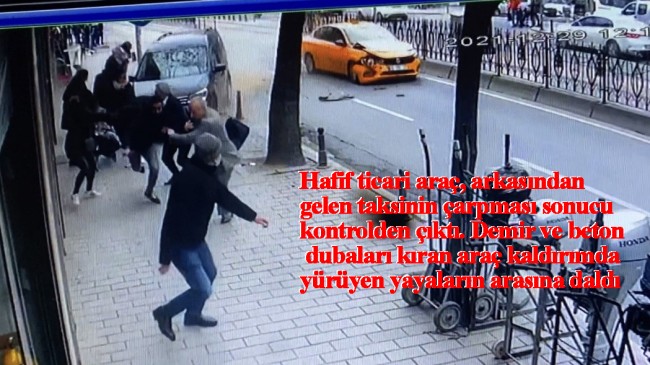 Araç, yayaların arasına daldı!