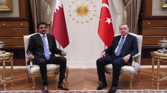 Cumhurbaşkanı Erdoğan, Katar Emiri Şeyh Temim ile bir araya geldi