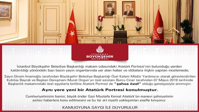 İBB’den Atatürk posteri açıklaması!