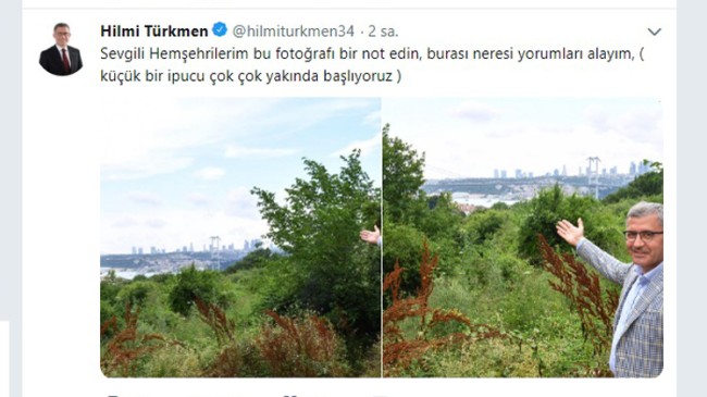 Başkan Türkmen, sosyal medya paylaşımı ile Üsküdarlıları heyecanlandırdı