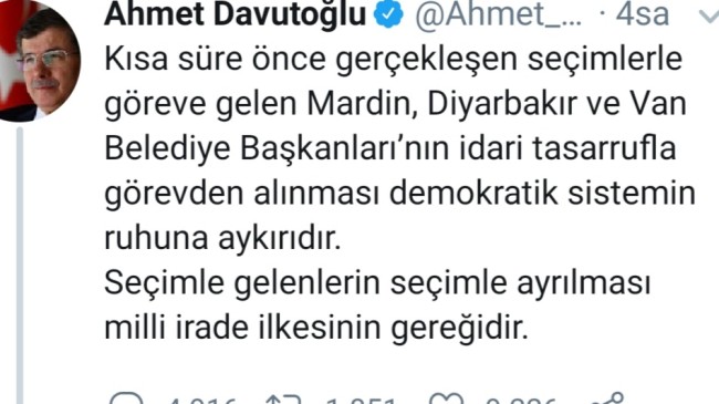Ahmet Davutoğlu’nun safı netleşti