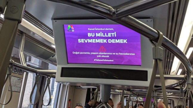 İBB’den toplu taşıma araçlarında Kanal İstanbul aleyhinde infial paylaşım