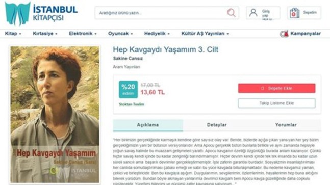 İBB’ye bağlı İstanbul kitapçısı, terörist Sakine Cansız’ın kitabını satıyor!