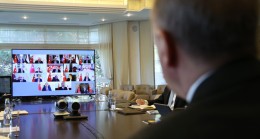 Cumhurbaşkanı Erdoğan, kabinesini video konferansla topladı