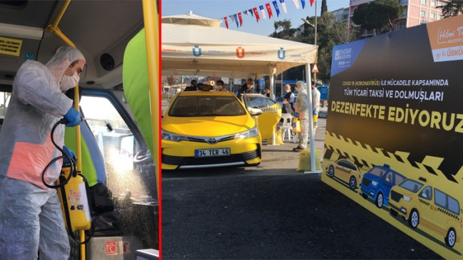 Üsküdar Belediyesi, kamu araçlarını dezenfekte ediyor