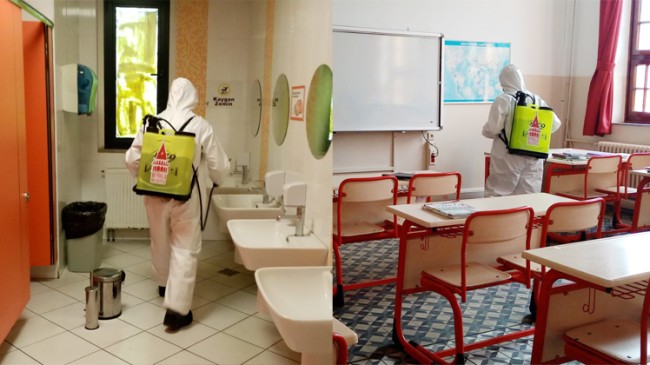 Beyoğlu Belediyesi, sınıfları dezenfekte ederek sınava hazır hale getirdi