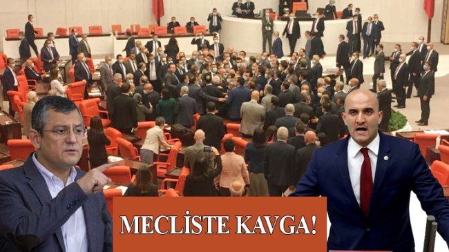 MHP’li Milletvekili Olcay Kılavuz, TBMM’de CHP’li Özgür Özel’i darp etti!
