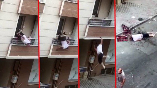 Kavga ettiği adama balkondan tencere atarken sokağa çakıldı