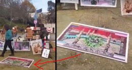 Boğaziçi Üniversitesi önünde Kabe fotoğrafını yere serenlere üç yıl isteniyor