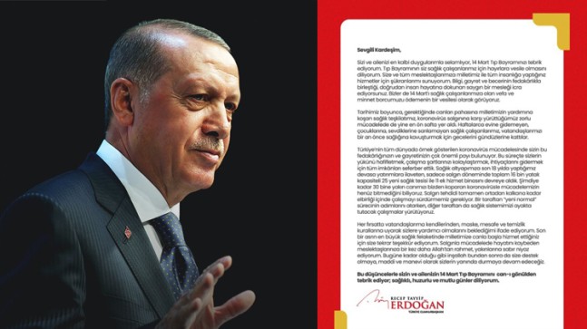 Erdoğan’dan sağlık çalışanlarına mektup