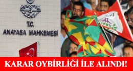Anayasa Mahkemesi HDP’nin kapatılmasına ilişkin kararını verdi