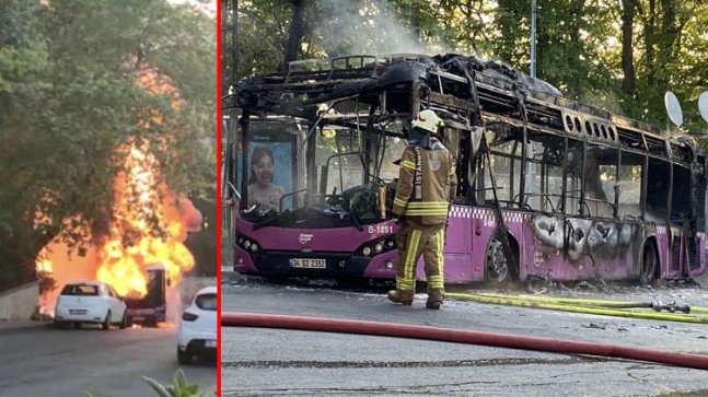 İETT otobüsü alev alev yandı