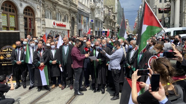 İstanbul 2 Nolu Barosu ve Hukukçular Derneği, katil İsrail’in Filistin’deki zulmünü protesto etti
