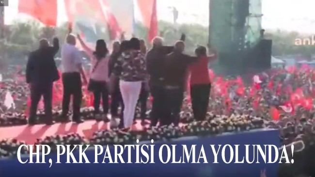 Atatürk posterinin asılmadığı mitingde “Her yer Kandil her yer direniş” sloganı