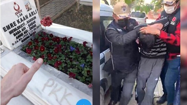 Şehit mezarına hem işeyen, hem de pkk yazan terörist sevici tahliye edildi