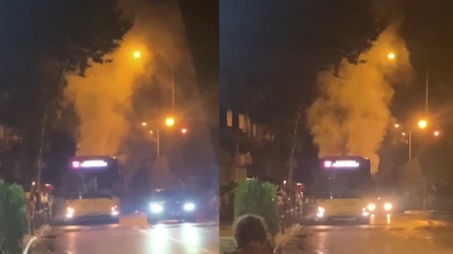 İETT otobüsünden dumanlar yükseldi