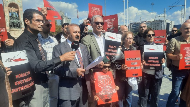 Ermenistan’ın Azerbaycan’a saldırıları Taksim Meydanı’nda protesto edildi