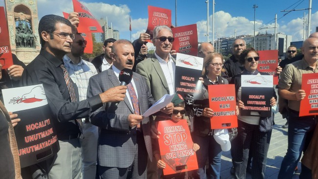 Ermenistan’ın Azerbaycan’a saldırıları Taksim Meydanı’nda protesto edildi