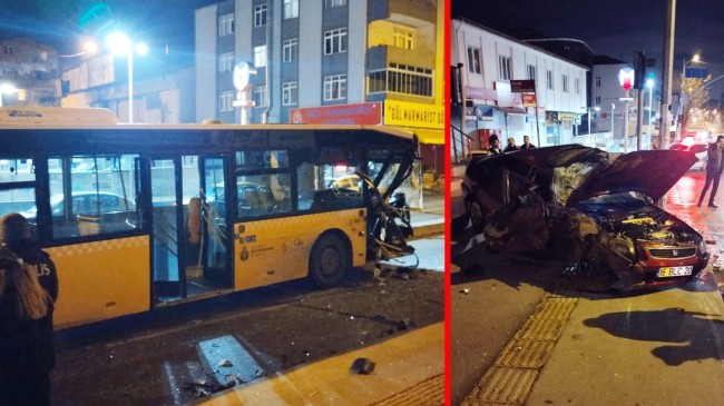 Ümraniye’de İETT otobüsü ile otomobil çarpıştı: yaralılar var
