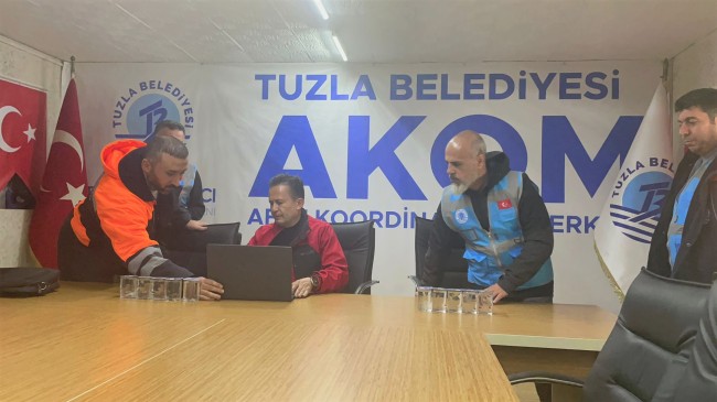 Tuzla Belediyesi Hatay’a Afet Koordinasyon Merkezi Kurdu