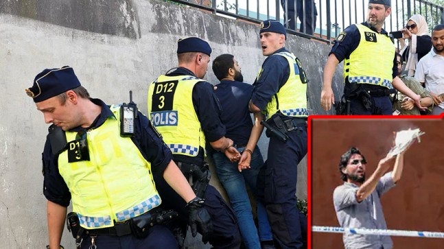 İsveç polisi, Kur’an-ı Kerim’i yakanı değil durdurmak isteyeni gözaltına aldı!