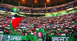 Celtic taraftarlarından Şampiyonlar Ligi’nde “Asla Yalnız Yürümeyeceksin Filistin” tezahüratları