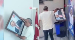 Tanju Özcan’ın CHP il binasındaki fotoğrafı duvardan indirilerek çöpe atıldı