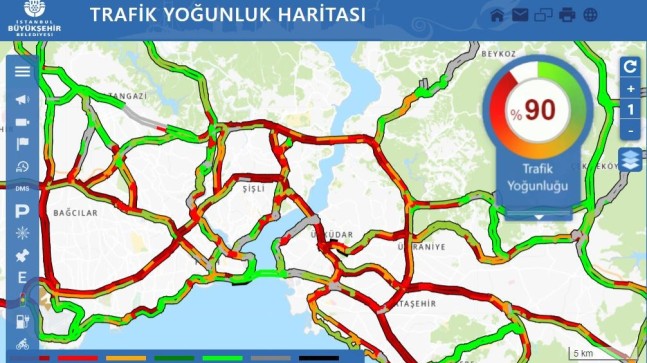 İstanbul’da yağmurda trafik yoğunluğu yüzde 90’a ulaştı