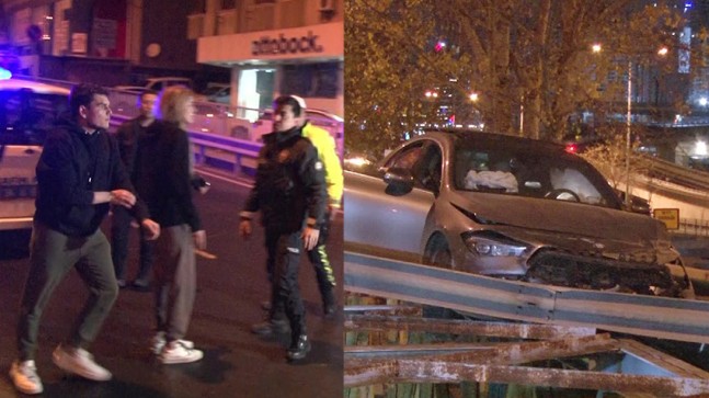 Üsküdar’da kaza yapan alkollü sürücü çekim yapan basın mensuplarına saldırdı