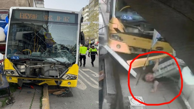 İstanbul Beyoğlu’nda İETT otobüsü kaldırımdaki 2 kişiye çarptı